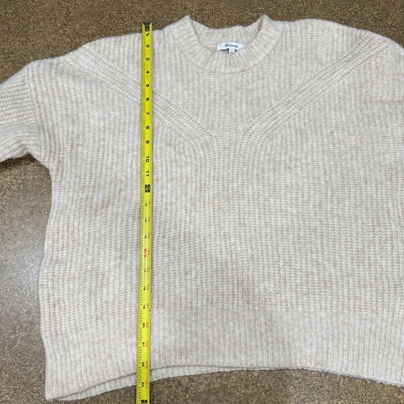 Madewell Belfiore Ribbed Pullover Sweater Women’s Size Large Tan Wool Blend - Picture 7 of 8